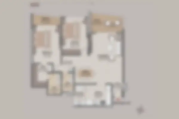 Compact 2 BHK floor plan preview at Livience Unione